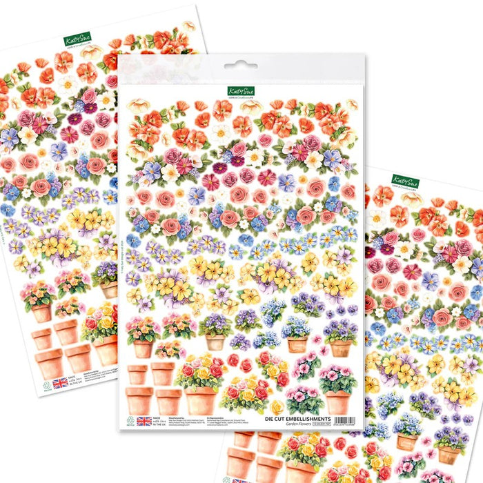SELF ADHESIVE STICKERS GARDEN FLOWERS DIE CUT EMBELLISHMENTS -DCE017GF