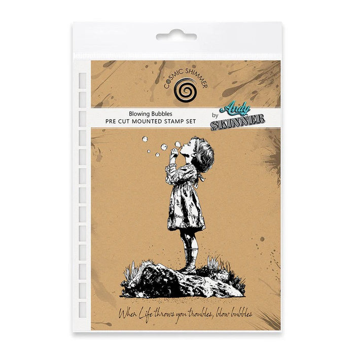 BLOWING BUBBLES PRE CUT RUBBER STAMP SET BY ANDY SKINNER - 07-0071-AS