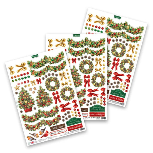 KATY SUE DIE CUTS DECO SELF ADHESIVE STICKERSUPAGE – CHRISTMAS FLORAL EMBELLISHMENTS, TRADITIONAL -DCD735-T