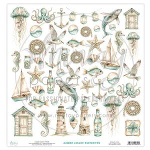 MINTAY BY KAROLA 12 X 12 PAPER  AZURE COAST ELEMENTS - MT-BASIC-A05