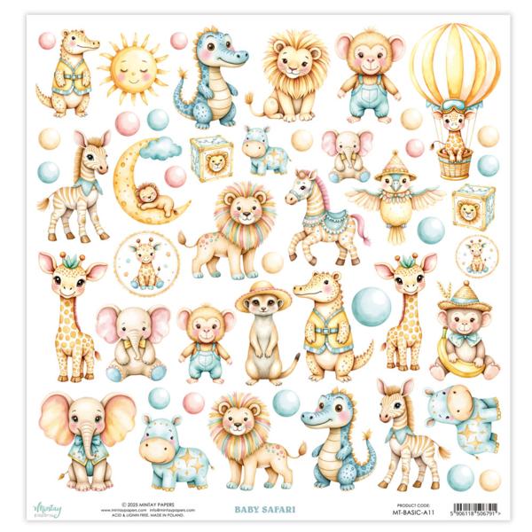 MINTAY BY KAROLA 12 X 12 PAPER BABY SAFARI ELEMENTS - MT-BASIC-A11
