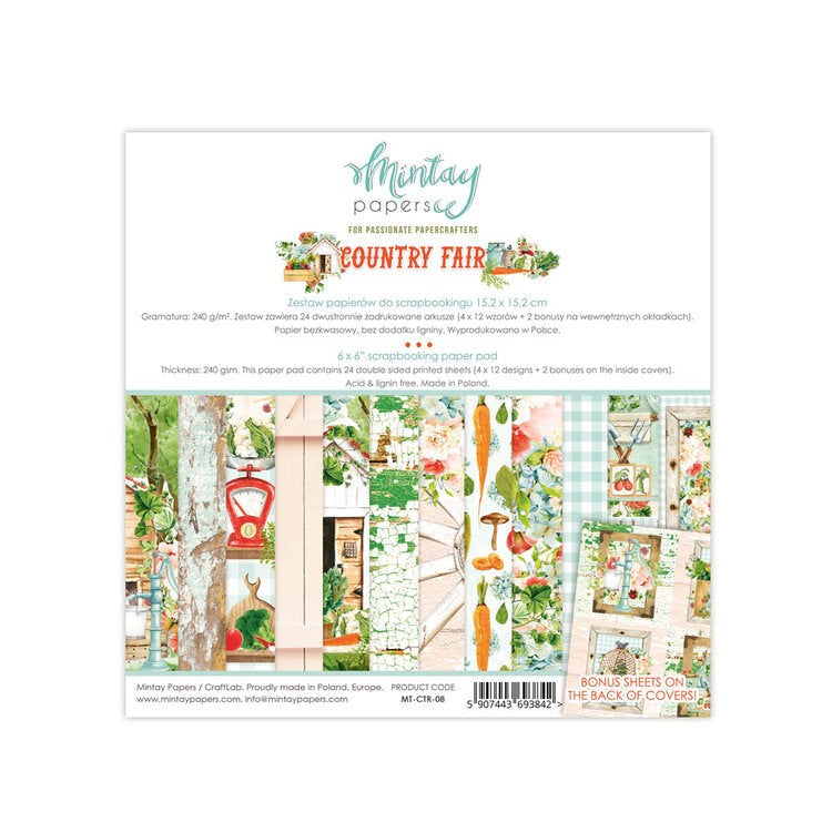 MINTAY BY KAROLA 6 X 6 PAPER PACK COUNTRY FAIR - MT-CTR-08