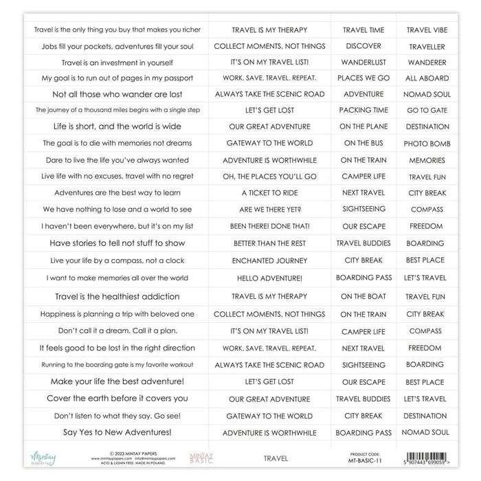 MINTAY BY KAROLA BASIC SENTIMENT SHEETS 11 - MT-BASIC-11