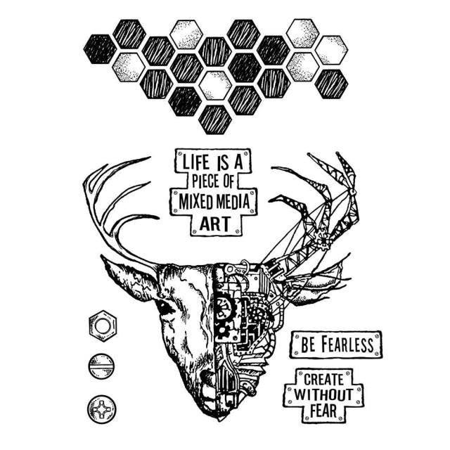 STAMPERIA RUBBER STAMP 15CM X 20CM MIXED MEDIA ART - WTKAT02