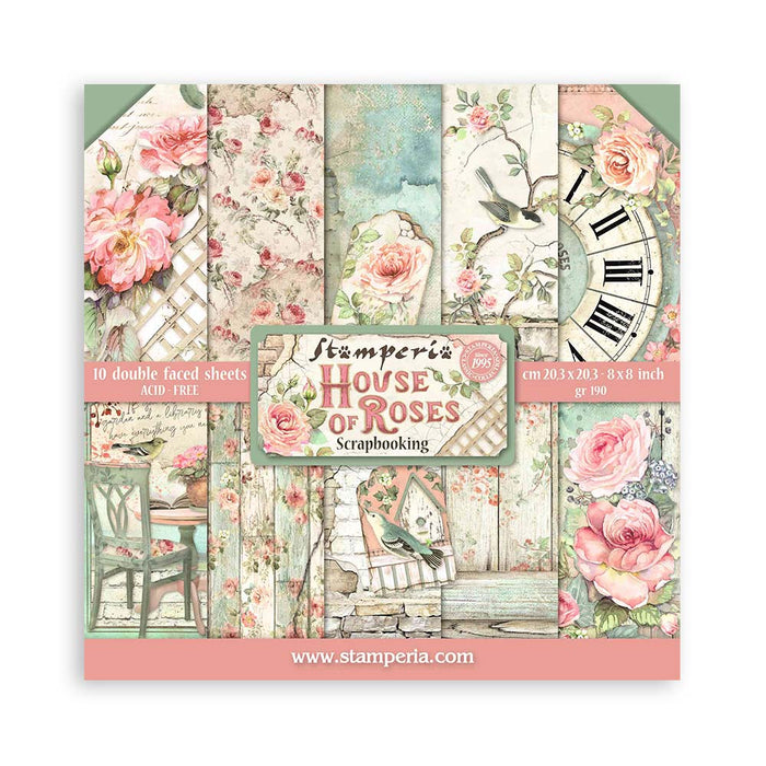 STAMPERIA 8 X 8 PAPER PACK HOUSE OF ROSES - SBBS08