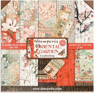 STAMPERIA 8 X 8 PAPER PACK ORIENTAL GARDEN - SBBS09