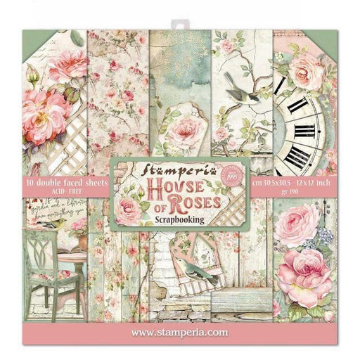 STAMPERIA 12X12 PAPER PACK DOUBLE FACE HOUSE OF ROSES - SBBL66
