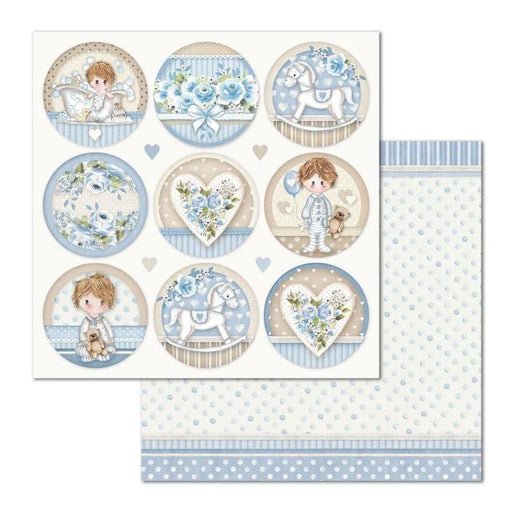 STAMPERIA 12X12 PAPER DOUBLE FACE LITTLE BOY ROUND - SBB685
