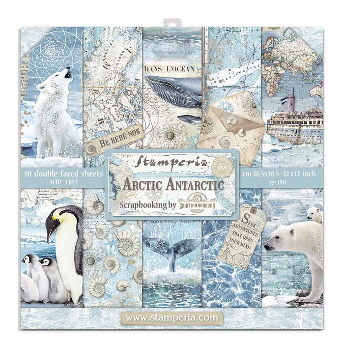 STAMPERIA 12X12 PAPER PACK DOUBLE FACE ARCTIC ANTARCTIC - SBBL77