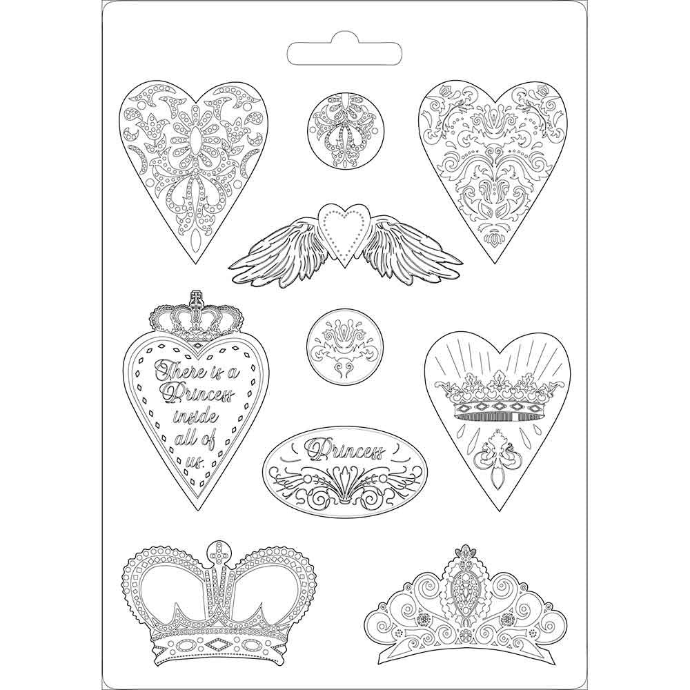 STAMPERIA SOFT MOULDS A4 HEARTS AND CROWNS - K3PTA471