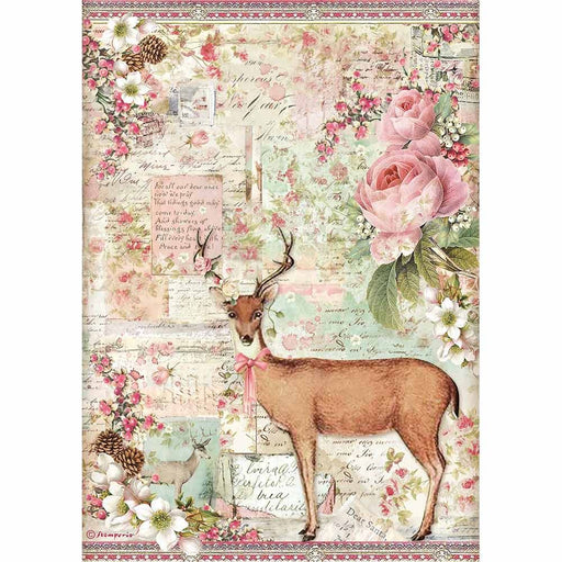 STAMPERIA A4 RICE PAPER CHRISTMAS DEER - DFSA4474