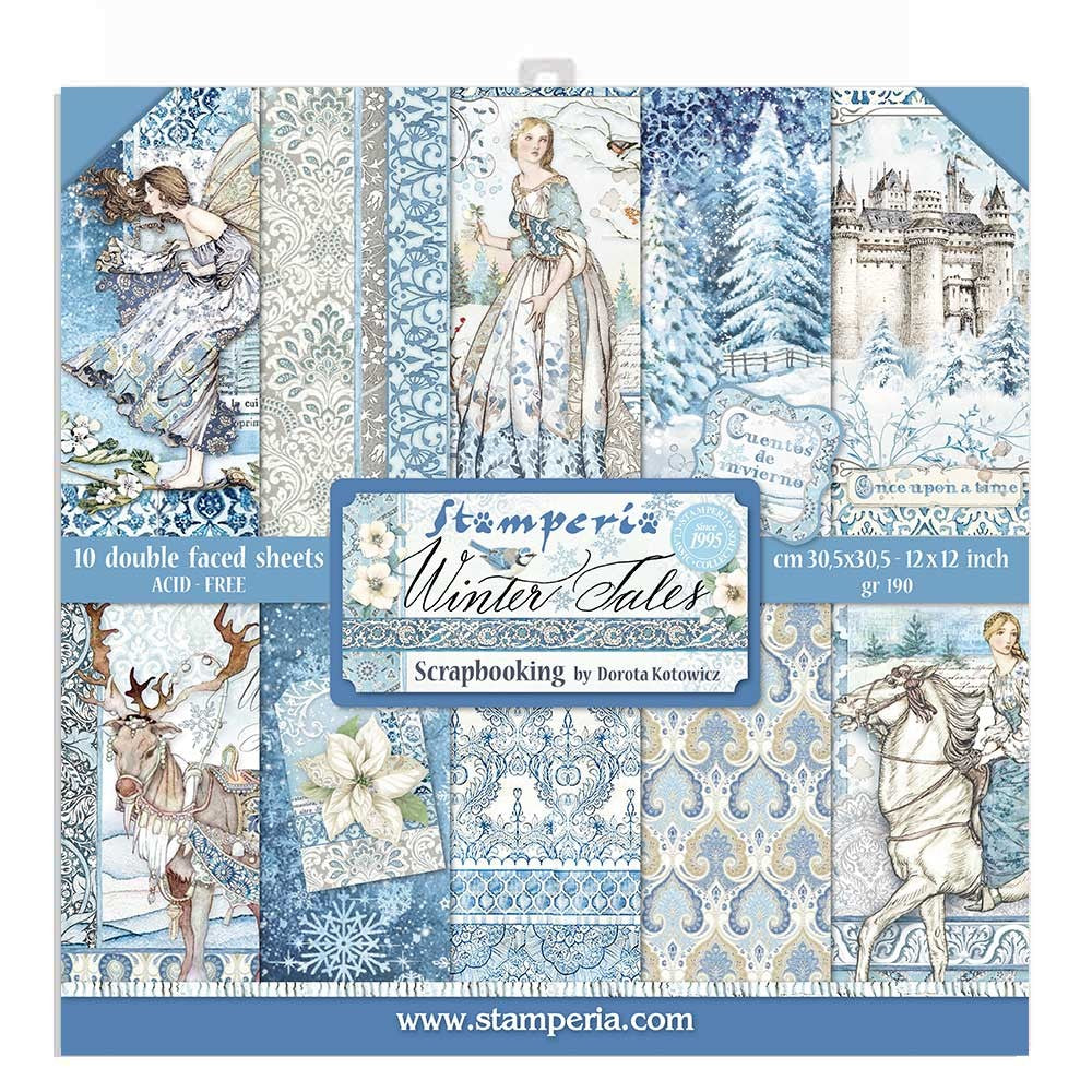STAMPERIA 12X12 PAPER PACK DOUBLE FACE WINTER TALES - SBBL76