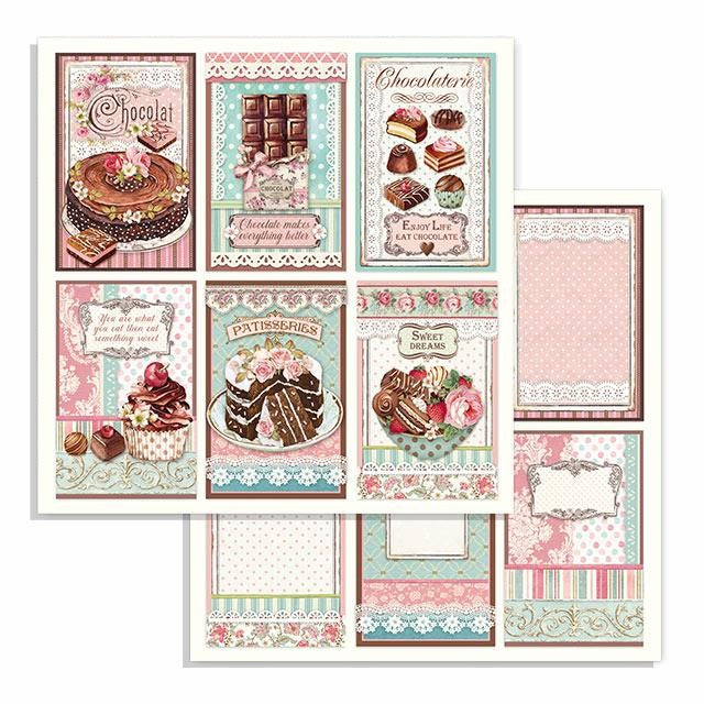 STAMPERIA 12X12 PAPER CHOCOLATE CARDS - SBB738