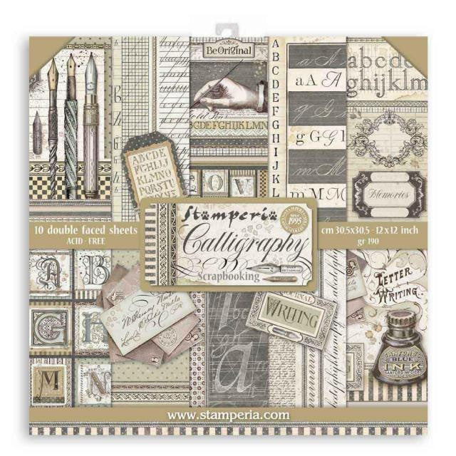 STAMPERIA 12X12 PAPER PACK CALLIGRAPHY - SBBL79