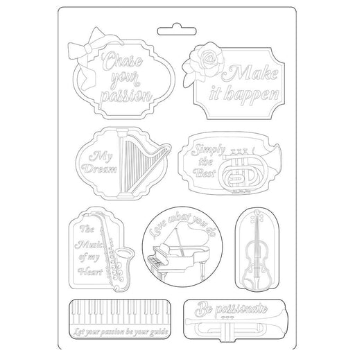 STAMPERIA SOFT MOULDS A4 PASSION MUSICA AND TAG - K3PTA492