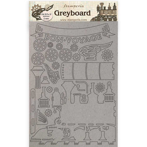 STAMPERIA A4 GREY BOARD 2MM TRAIN - KLSPDA426