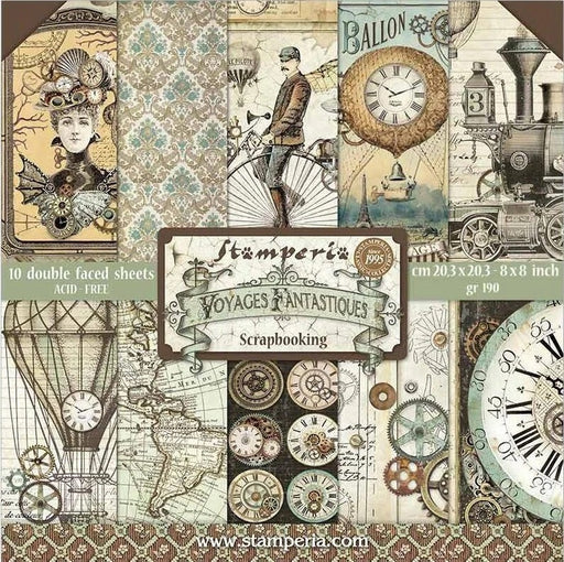 STAMPERIA 8 X 8 PAPER PACK VOYAGES FANTASTIQUES - SBBS30