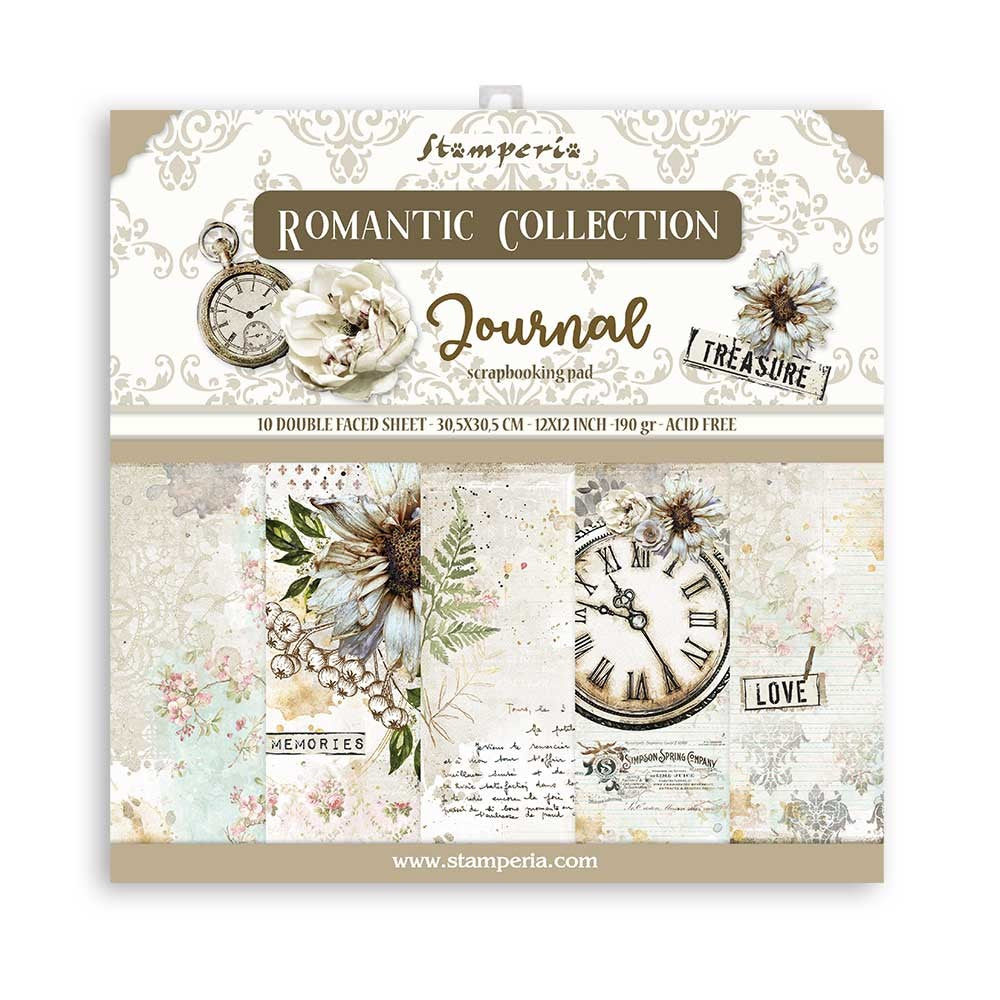 STAMPERIA 12X12 PAPER PACK ROMANTIC JOURNAL - SBBL86