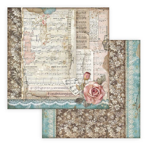 STAMPERIA 12X12 PAPER PASSION ROSE AND MUSIC - SBB770