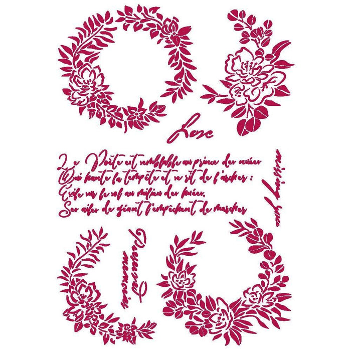 STAMPERIA STENCIL 21CM X 29CM ROMANTIC JOURNAL GARLANDS LOVE - KSG461