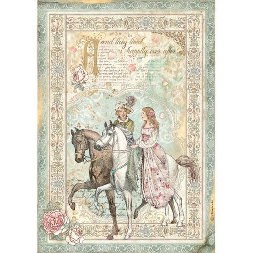 STAMPERIA A4 RICE PAPER SLEEPING BEAUTY PRINCE ON HORSE - DFSA4575