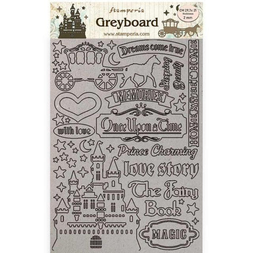 STAMPERIA A4 GREY BOARD 2MM - SLEEPING BEAUTY CASTLE - KLSPDA431