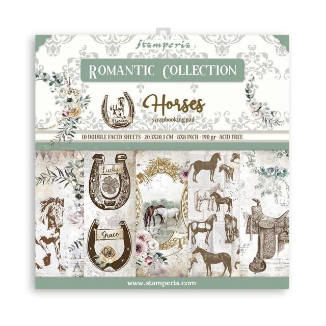 STAMPERIA 8 X 8 PAPER PACK ROMANTIC HORSES - SBBS39