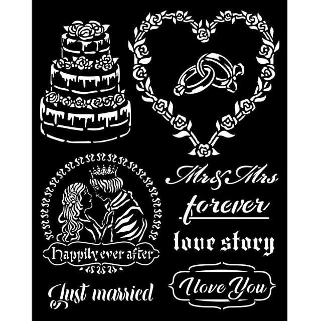 STAMPERIA STENCIL 20CM X25CM SLEEPING BEAUTY JUST MARRIED - KSTD080
