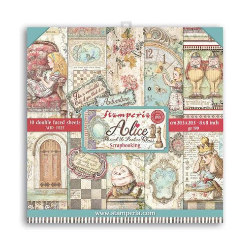 STAMPERIA 8 X 8 PAPER PACK ALICE THROUGH THE LOOKING GLASS - SBBS42