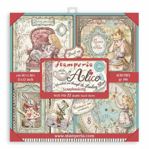STAMPERIA 12X12 PAPER PACK LARGE ALICE IN WONDERLAND AND TH - SBBXL12