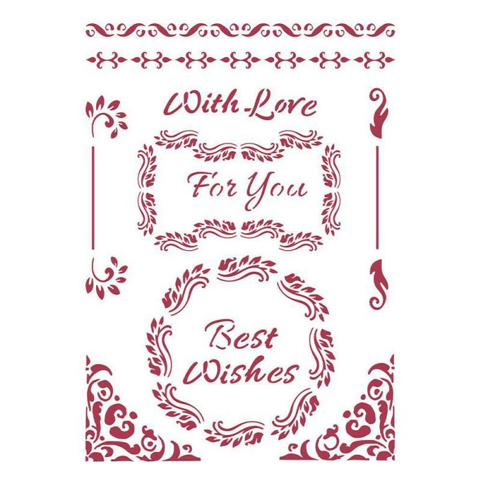 STAMPERIA STENCIL 21CM X 29CM CHRISTMAS BEST WISHES - KSG477