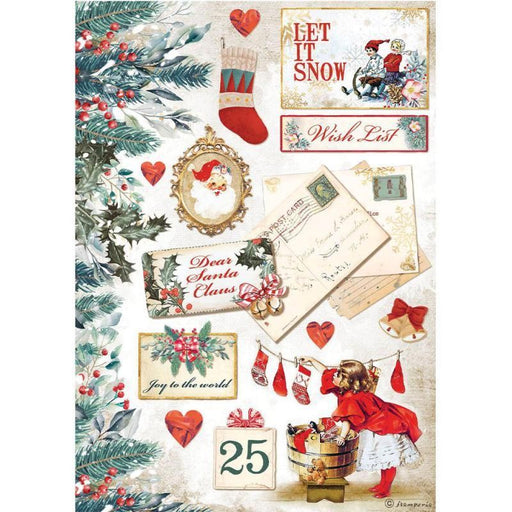 STAMPERIA A4 RICE PAPER ROMANTIC CHRISTMAS LET IT SNOW CARD - DFSA4614
