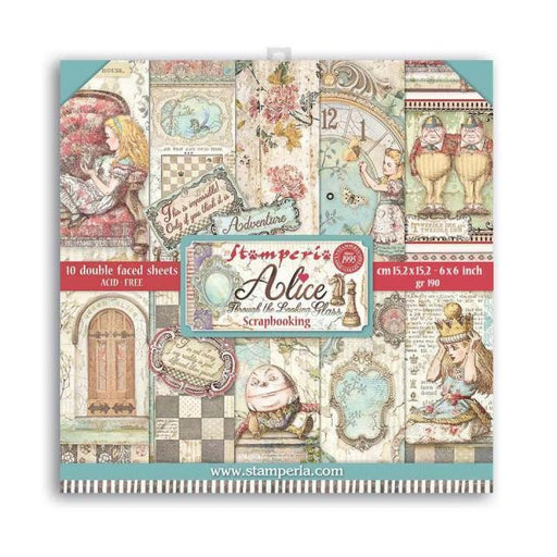 STAMPERIA 6 X 6 PAPER PACK ALICE THROUGH THE LOOKING GLASS - SBBXS02