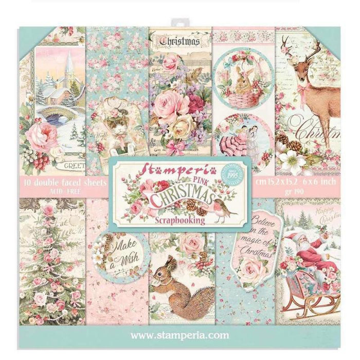 STAMPERIA 6 X 6 PAPER PACK PINK CHRISTMAS - SBBXS07