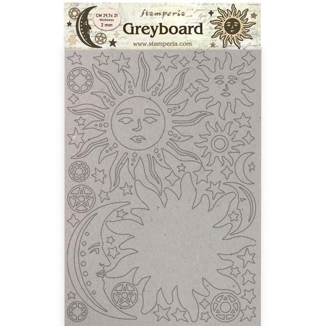 STAMPERIA A4 GREY BOARD 2MM - ALCHEMY SUN AND MOON - KLSPDA450