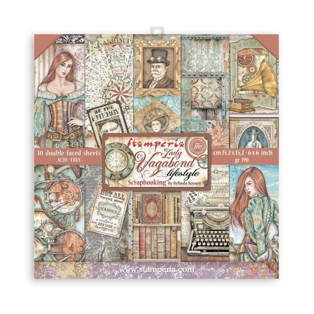 STAMPERIA 6 X 6 PAPER PACK LADY VAGABOND LIFESTYLE - SBBXS10