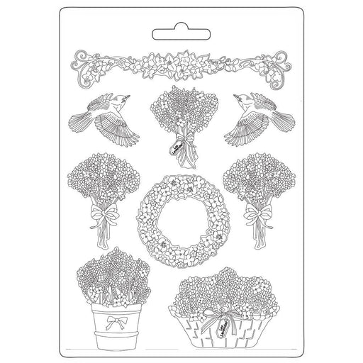 STAMPERIA SOFT MOULDS A4 - PROVENCE GHIRLANDE E BOUQUETS - K3PTA4527