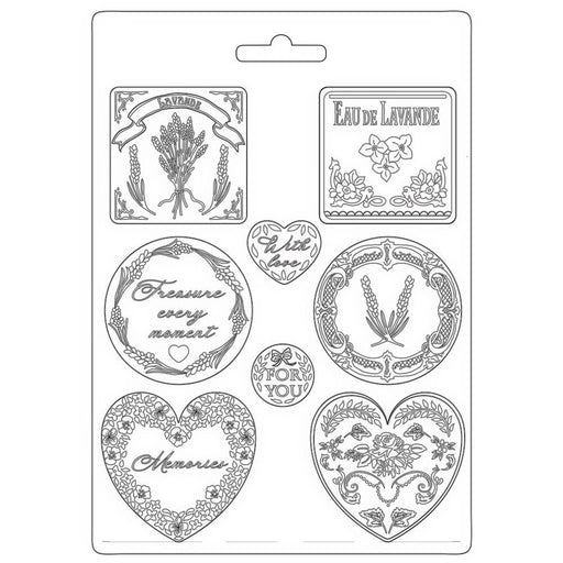 STAMPERIA SOFT MOULDS A4 - PROVENCE TARGHETTE E CUORI - K3PTA4528