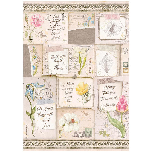 STAMPERIA A4 RICE PAPER ROMANTIC GARDEN HOUSE LETTERE E FIO - DFSA4669