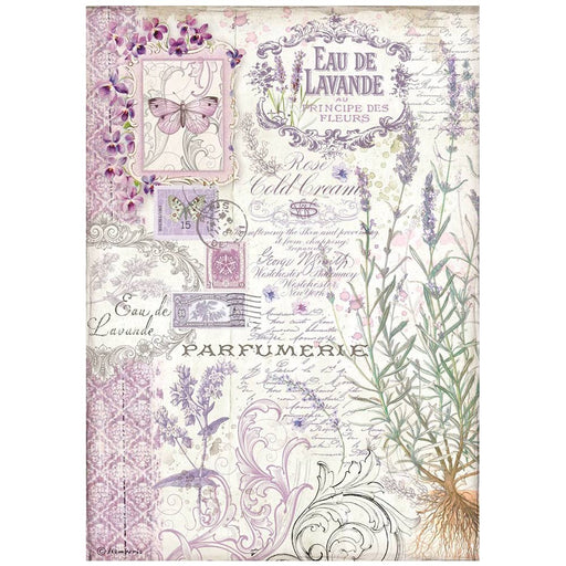 STAMPERIA A4 RICE PAPER PROVENCE EAU DE LAVANDE - DFSA4674