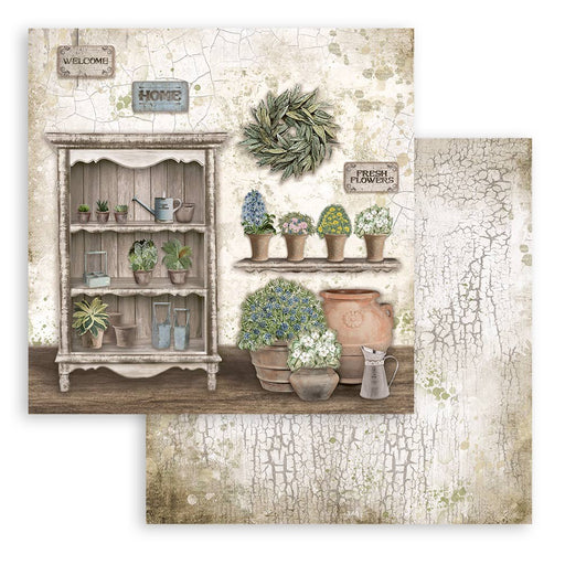 STAMPERIA 12X12PAPER DOUBLE FACE - ROMANTIC GARDEN HOUSE CR - SBB860
