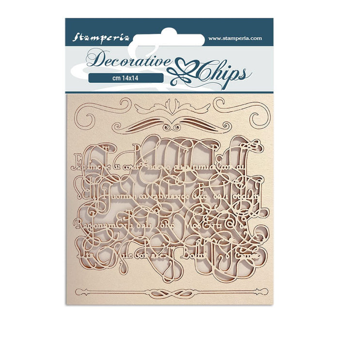 DECORATIVE CHIPS CM 14X14 - ROMANTIC GARDEN HOUSE CALLIGRAPH - SCB121