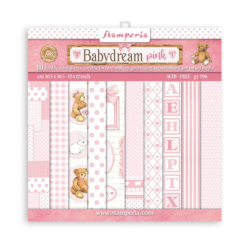STAMPERIA 8 X 8 PAPER PACK BACKGROUNDS SELECTION - BABYDREAM - SBBS58