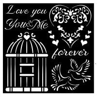 STAMPERIA STENCIL 18CM X 18CM YOU AND ME LOVE ME - KSTDQ66