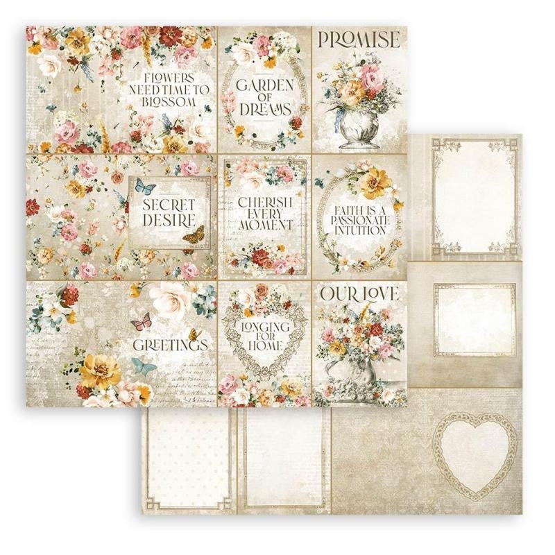 STAMPERIA 12X12PAPER DOUBLE FACE -SHEET - GARDEN OF PROMISE - SBB871