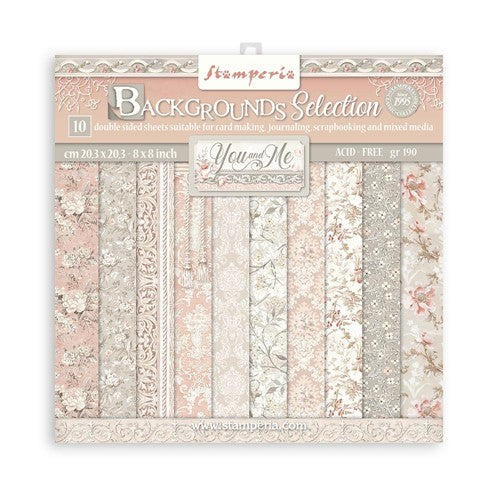 STAMPERIA 8 X 8 PAPER PACK BACKGROUNDS SELECTION - YOU AND M - SBBS62