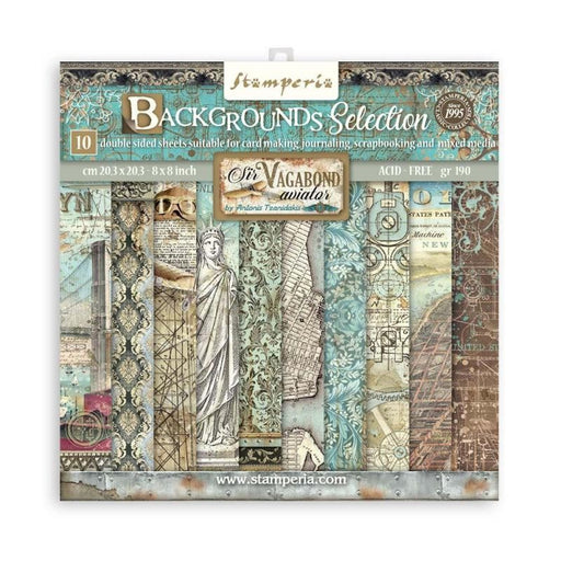 STAMPERIA 8 X 8 PAPER PACK BACKGROUNDS SELECTION - SIR VAGAB - SBBS63