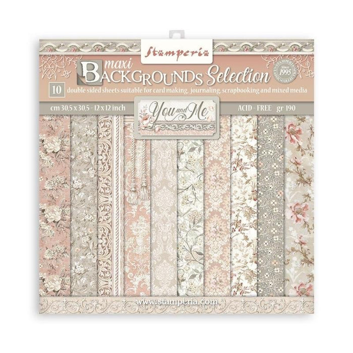 STAMPERIA 12X12 PAPER PACK - YOU AND ME BACKGROUBD - SBBL114