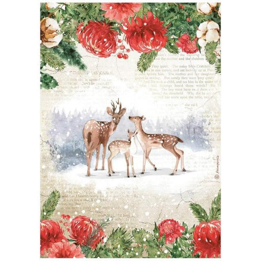 STAMPERIA A4 RICE -ROMANTIC HOME FOR THE HOLIDAYS DEERS - DFSA4707
