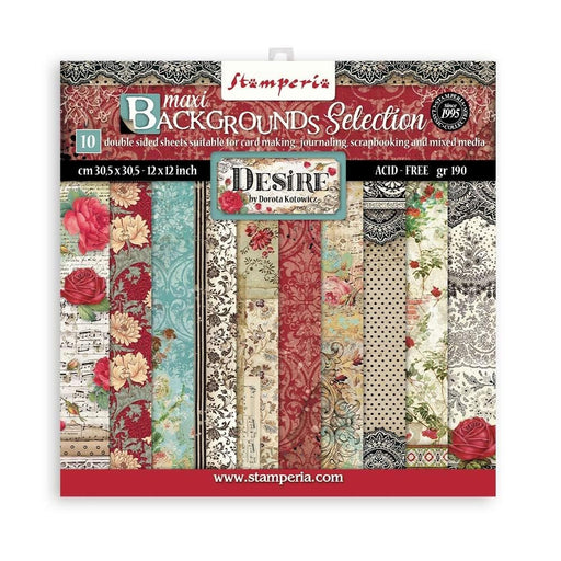 STAMPERIA 12X12 PAPER PACK DOUBLE FACE - DESIRE BACKGROUND - SBBL121